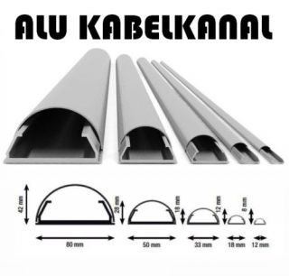 Alu, Aluminium Kabelkanal System, Alukanal silber 12 mm/ 110 cm neu