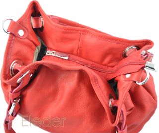Italienische Ledertasche Beuteltasche Handtasche Rot Nappaleder# Echt