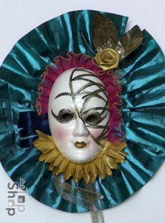 FRAUENGESICHT Porzellan WALL MASK Porcelain Harlekin Venedig Maske 391