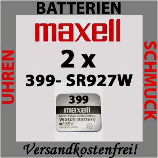 2x Maxell Uhren Batterie Knopfzelle 399/SR927W Blister Neu