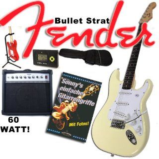 Gitarre Original Fender Squier Bullet Strat weiß + Sherwood 60 Watt