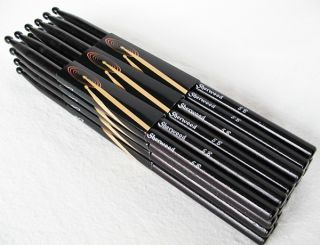 12 Paar Drumsticks 5B Black (24 Stück) + dicke Tasche