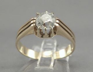 398s Antiker 585er Goldring mit Altschliff Diamant 1 Ct