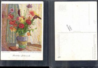 119273 Dennoch Karte 398 Blumen am Fenster Arnulf Erich Stegmann