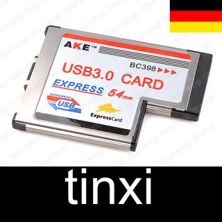 AKE BC398 USB 3 0 PCMCIA Express Card Karte 54mm 2 Port f Notebook