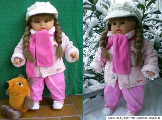 große Zapf Puppe 62cm braune Haare+ Babykleidung Sigikid + große