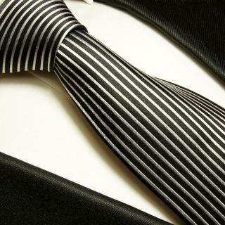 Krawatte schwarz silber 100% Seide Paul Malone 408