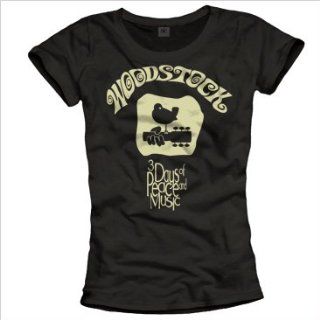 Coole T Shirts für Damen WOODSTOCK Shirt schwarz Größe S M L