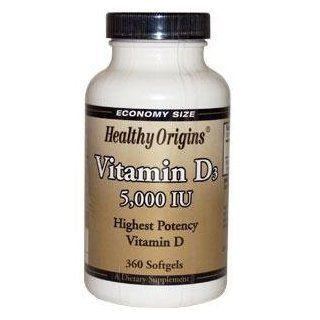 Healthy Origins, Vitamin D3, 5.000 IE, 360 Kapseln [Körperpflege