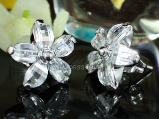 Sparkling Flower CZ Cubic Zirconias Stud Earrings SE437