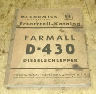 McCormick IHC Farmall D430 Ersatzteilkatalog original
