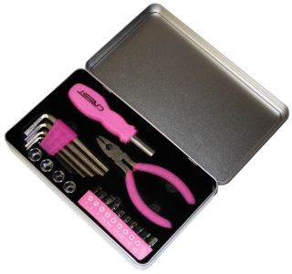 Frauen Damen Werkzeug Set 22 tlg Pink Rosa in Geschenk Box