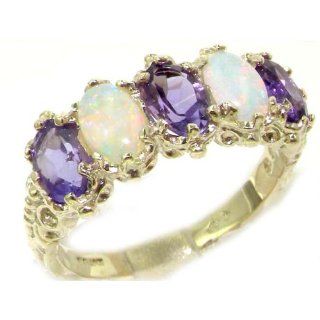 Damen Ring 9 Karat (375) Weißgold mit Amethyst Opal   Größe 50 (15