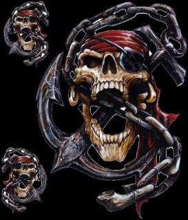 Aufkleber Set Pirat Totenkopf Anker Kette Airbrush Decal Pirate Skull