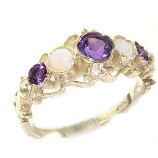 Damen Ring 9 Karat (375) Weißgold mit Amethyst Opal   Größe 50 (15