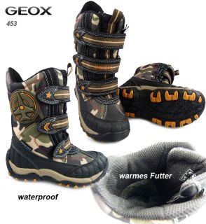 H453 NEU GEOX ALASKA Winter Stiefel WATERPROOF camouflage Gr.26 34