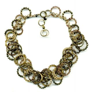 Halskette 10159 Glas Perlen Ringe gold   UVP € 439,90   NEU