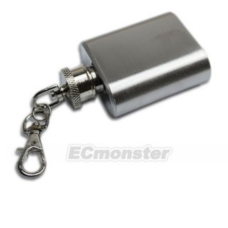 oz Stainless Steel Liquor Pocket Flask Screw Cap with Keychain