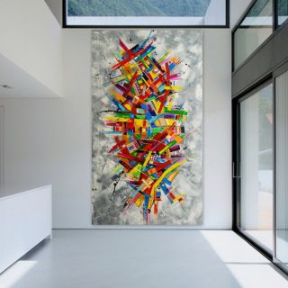 Kunstgalerie natalie Acrylbilder Gemälde moderne Kunst Bild Grau Bunt
