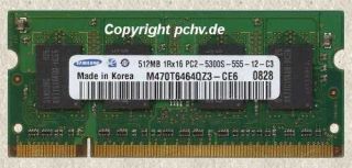 Samsung 512MB PC5300S M470T6464QZ3 CE6 (SO DIMM 8CHIP)