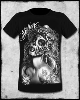 SULLEN CLOTHING QUERIDA MUERTA MENS BLACK DAY OF THE DEAD TATTOO SS