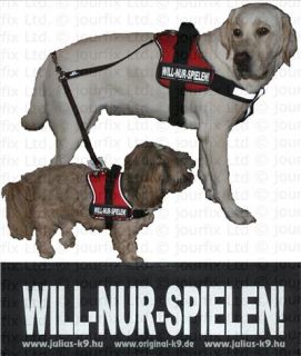 WILL NUR SPIELEN 1x Logo klein weiß für Julius K9® Hundegeschirr