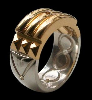 STERLING SILVER ATLANTIS RING 24K GOLD PLATED BRIGHT