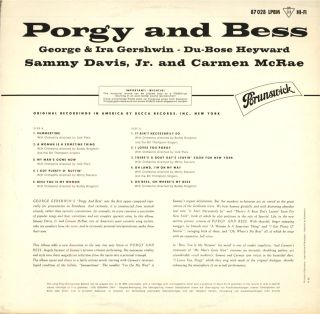 LP / SAMMY DAVIS JR. & CARMEN MCRAE / PORGY AND BESS / BRUNSWICK LPBM