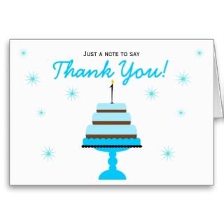 Blue Tiered Cake 1st Birthday Thank You Note Card