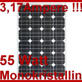 55Watt Solarpanel Solarmodul 12V 12 Volt MONOKRISTALLIN