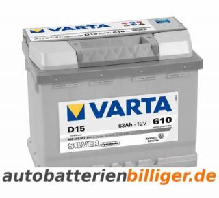 Varta Silver Dynamic D15 63Ah Autobatterie (einbaufertig)