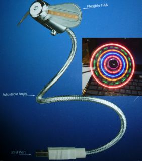 Notebook USB Ventilator Schwanenhals Lüfter Fan mit LED Farblicht