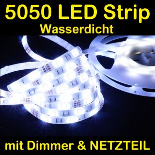5M Weiß 5050 LED SMD Strip Dimmer Netzteil Wasserdicht