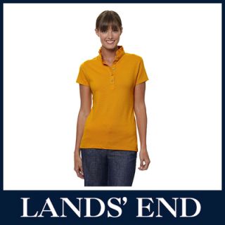 LANDS END Damen Piqué Poloshirt Shirt Polo gelb  66%