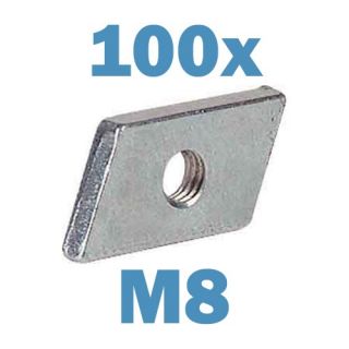 100 Schiebemuttern M8 verzinkt für Montageschiene 27x18 + 28x30