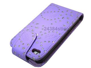 DIAMOND BLING GLITTER LEATHER FLIP CASE COVER POUCH for iPHONE 4S