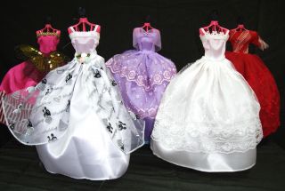 Sets Lot Kleider Prinzessin AbendKleid & 10 Paar Schuhe für Barbie