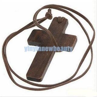 Braun Kreuz Anhänger Halskette Holz Kreuzkette Kette