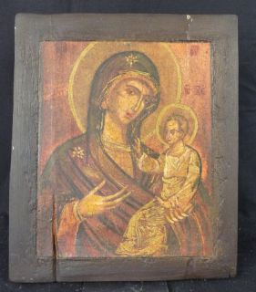Moderne Ikone Druck auf Holz Mutter Anna Maria Vorbild Griechenland