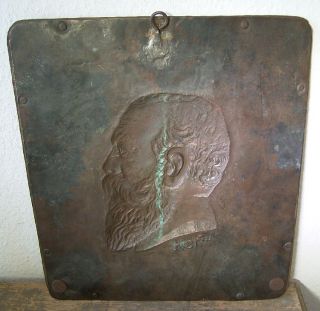antikes Kupfer Relief Portrait signiert