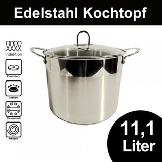 Kochtopf 11,1 Liter für alle Herdarten Universaltopf Topf Edelstahl