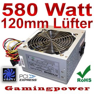 580 WATT ATX PC Netzteil SATA PCI E 120mm SILENT Lüfter