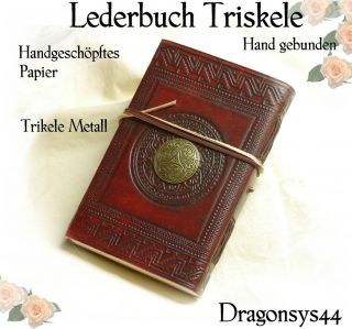 Lederbuch Mittelalter Triskele Zier Handgeschöpftes Papier HANDARBEIT