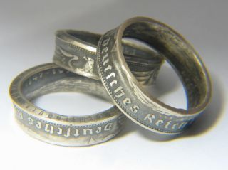 Münzring 2 Reichsmark 1937 39 Silber 0.625 Vintage Coin Ring