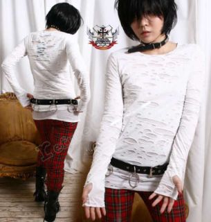 RTBU Goth Punk Mummy Corroded Sheer HOLE Shirt+Mitten S