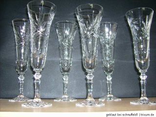 Sektgläser, Gläser aus Bleikristall, Handgeschliffen in Kelchform