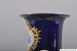 Meissen Vase / Amphorenvase kobalt blau Blumen Bukett, 1.Wahl