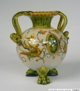 Seltene Vase Italien Cantagalli 19 Jh. Majolika Fayence