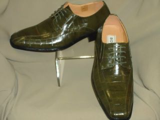 Mens Cool & Elegant Olive Green Eelskin Print Dress Shoes Bolano LZ982