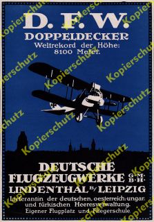 orig. Kleinplakat Deutsche Flugzeugwerke DFW Lindenthal Leipzig